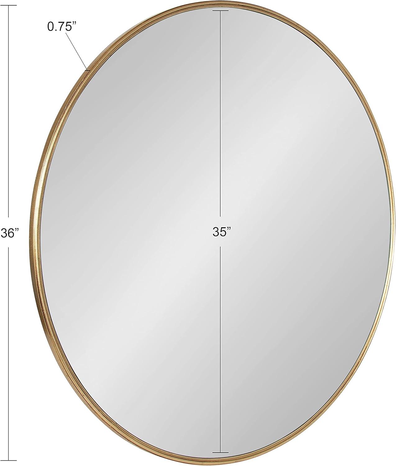36" x 36" Caskill Round Framed Decorative Wall Mirror Gold - Kate & Laurel All Things Decor