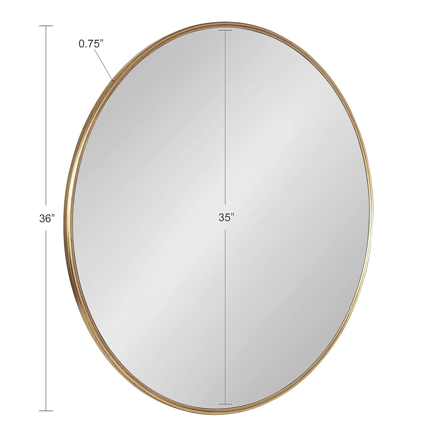 36" x 36" Caskill Round Framed Decorative Wall Mirror Gold - Kate & Laurel All Things Decor