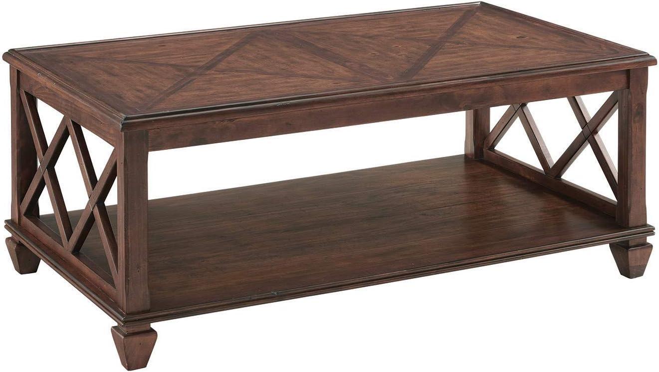 45" Bridgton Wood Coffee Table Cherry - Alaterre Furniture: Mid-Century Modern, Lower Shelf