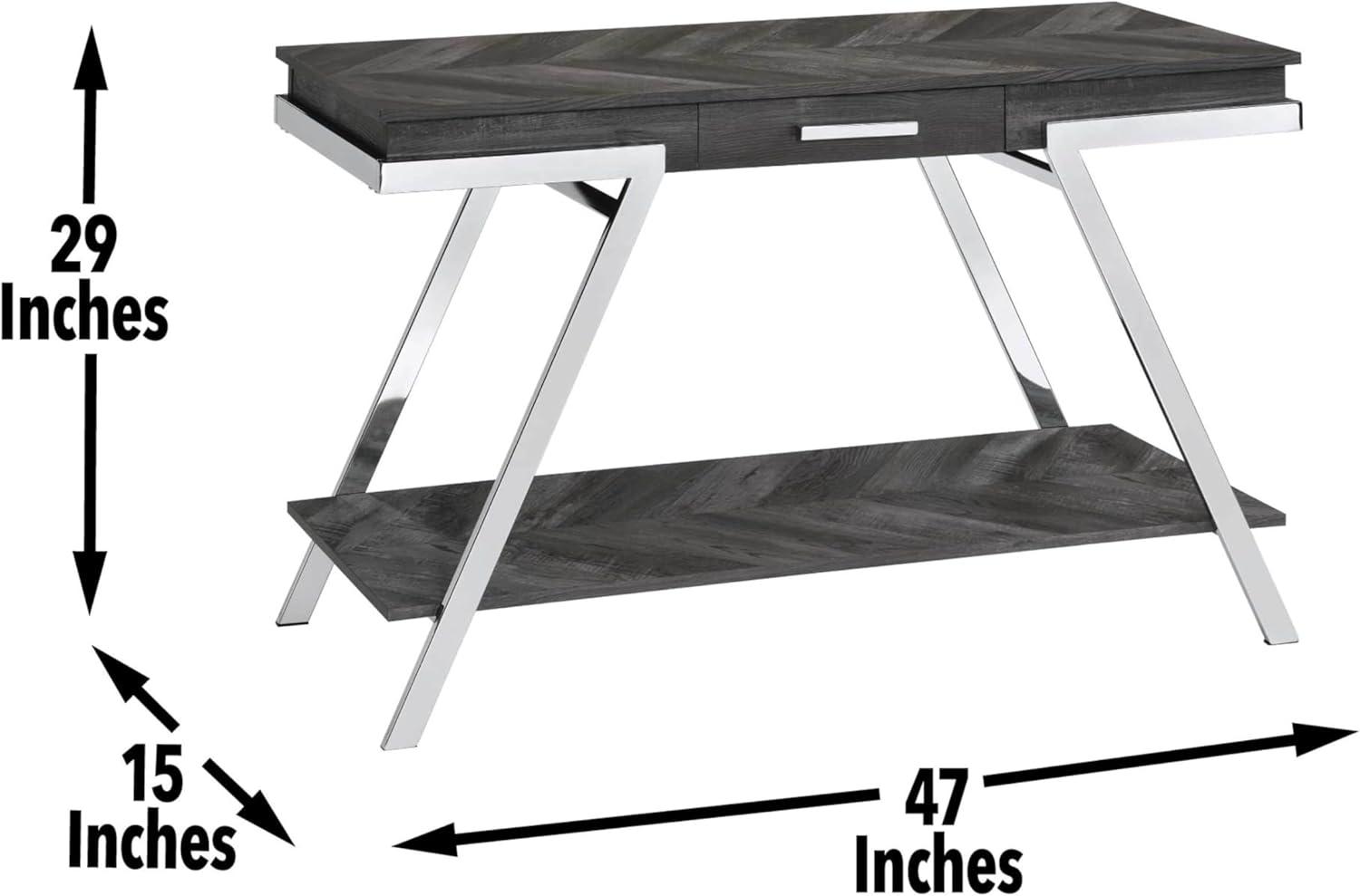 Roma Sofa Table Metal and Wood Dark Gray - Steve Silver Co.