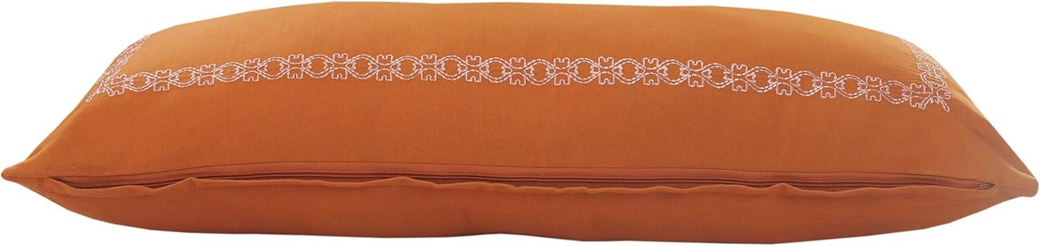 Ox Bay Dainty and Delicate Embroidered Border Lumbar Throw Pillow, 14" x 36", Red / Orange