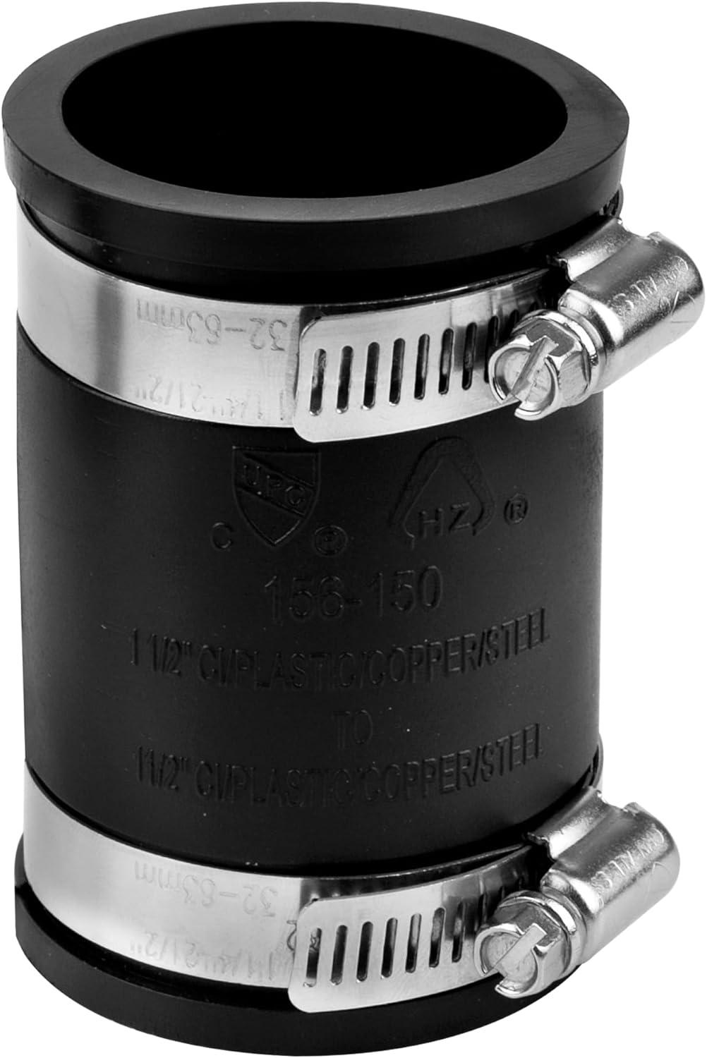1-1/2 in. PVC Flexible Coupling with Stainless Steel Clamps