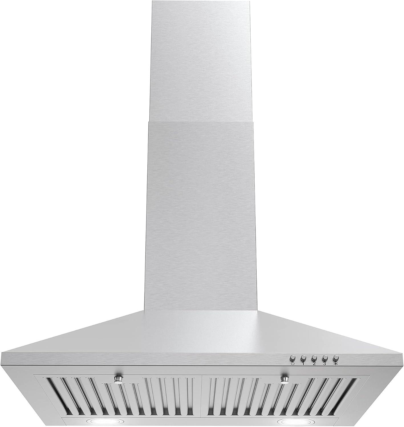 Cosmo COS-6324EWH 24 in. Ducted Wall Mount Range Hood in Stainless Steel with LED Lighting and Permanent Filters