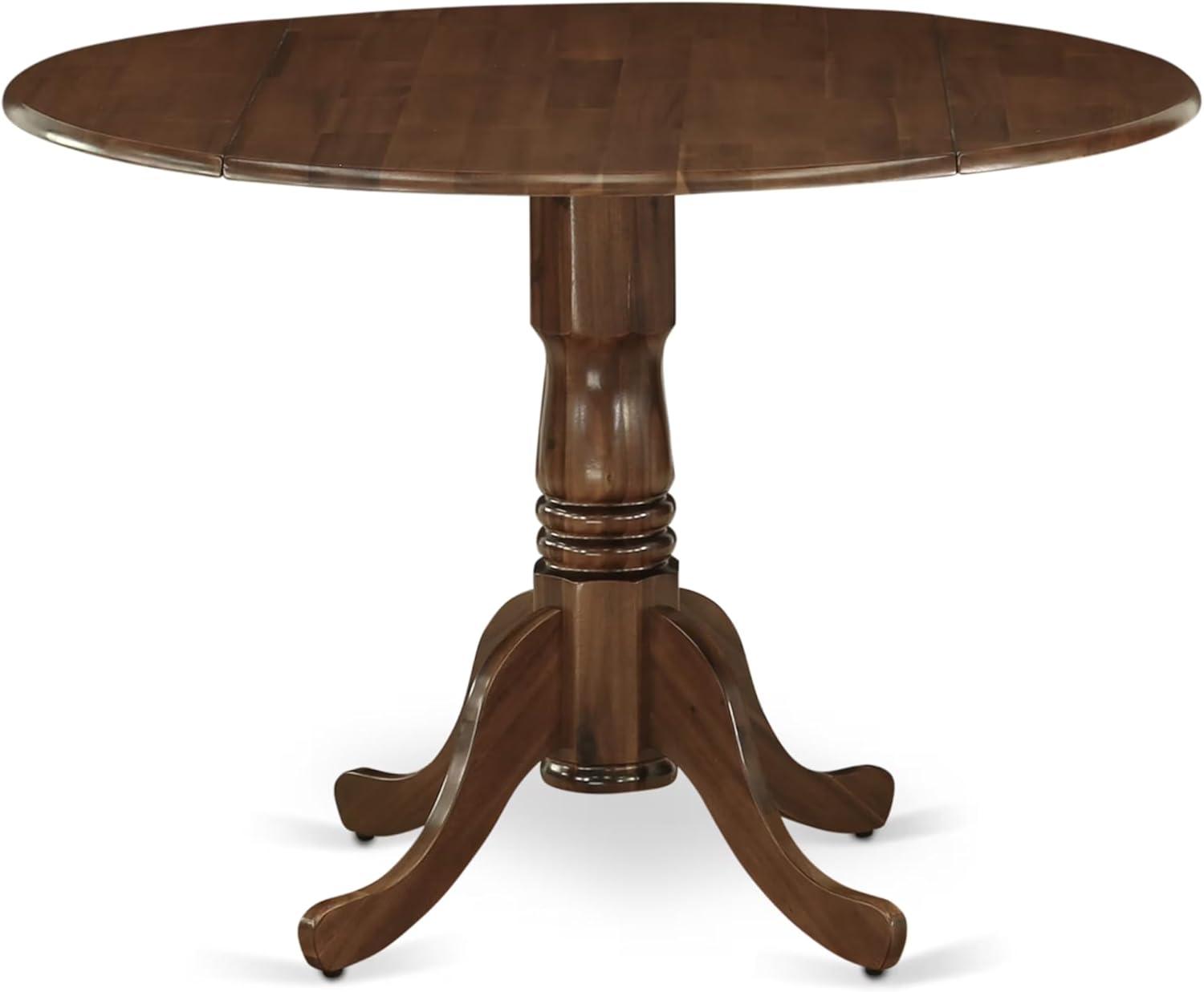 East West Furniture 3 Piece Dining Set Consists of a Round Kitchen Table with Dropleaf