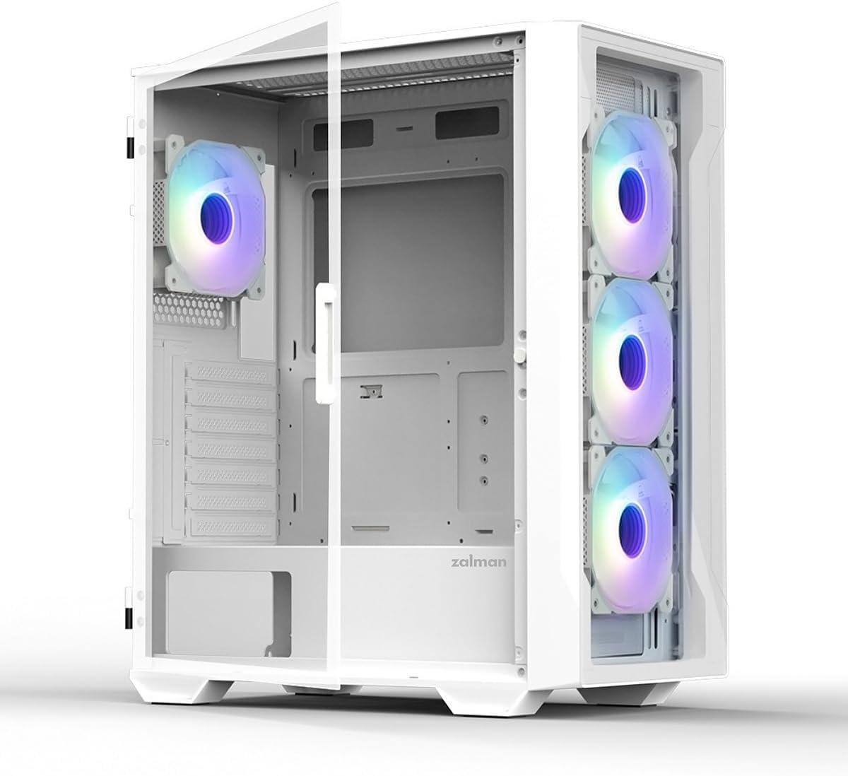 Zalman White ATX Mid-Tower Gaming Case with ARGB Fans