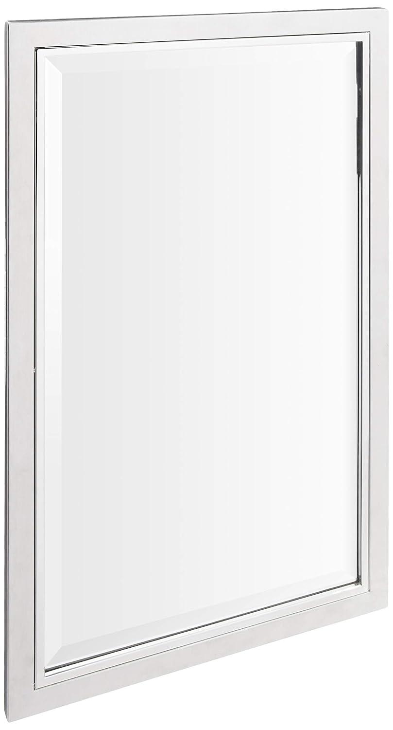 Head West Recessed Medicine Cabinet with Mirror - Brushed Nickel & Chrome Framed Beveled Edge Stainless Steel Bathroom Mirror with Storage - 16" x 26"