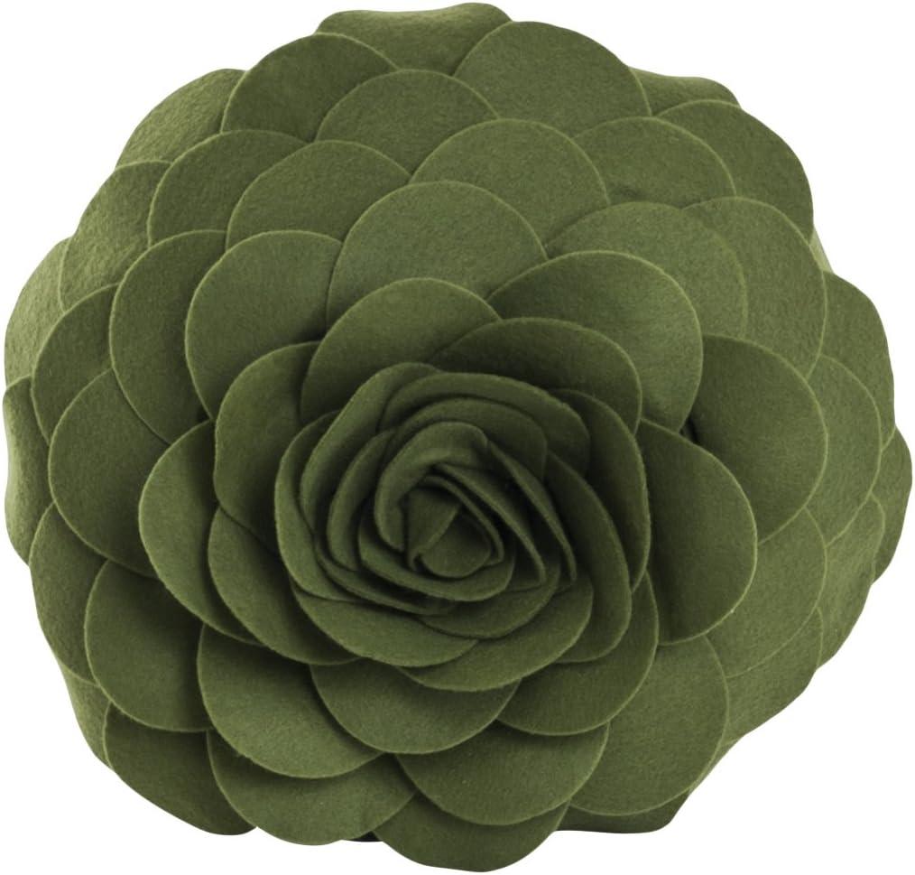 Flower Appliqued Felt Throw Pillow