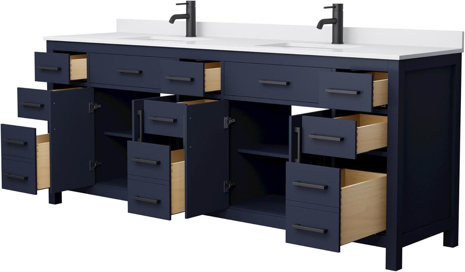 Wyndham Collection Beckett 84" Freestanding Double Bathroom Vanity with Cultured Marble Top