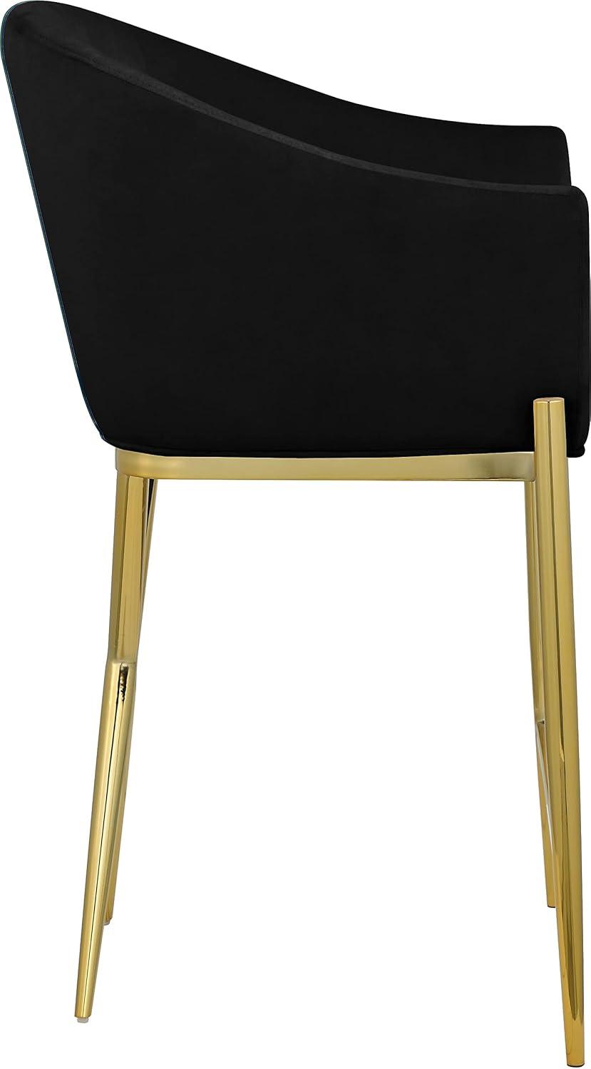 Meridian Furniture Xavier Black Velvet Counter Stool with Gold Metal Legs