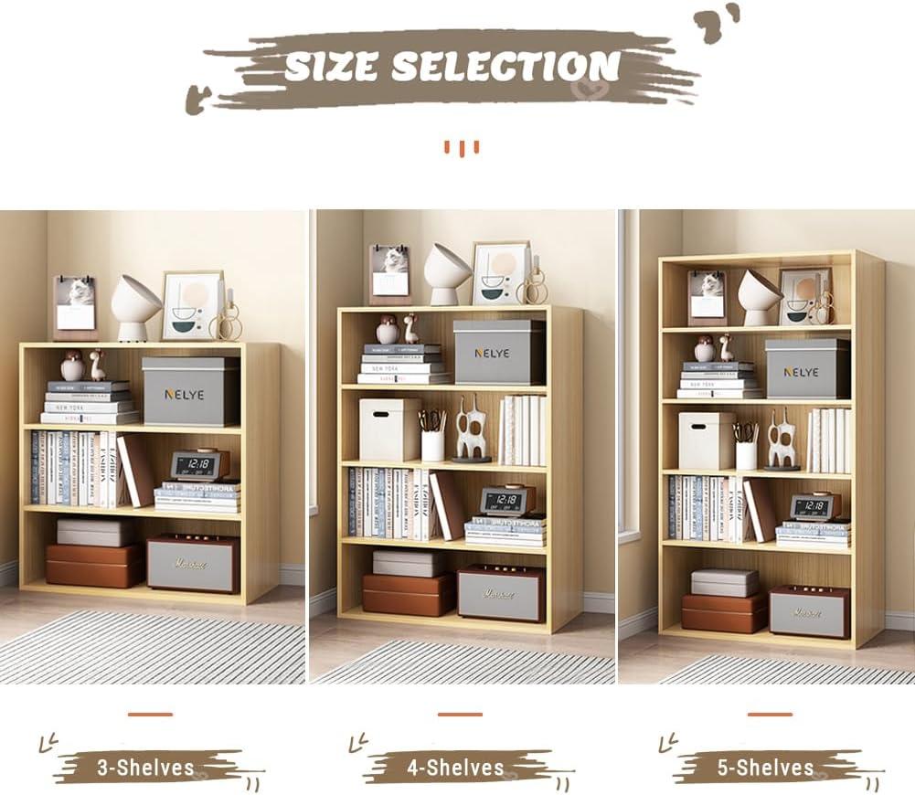 Basic Open Shelf Bookcase - 4-Tier Wooden Cube Storage Shelves Split Bookshelf, White