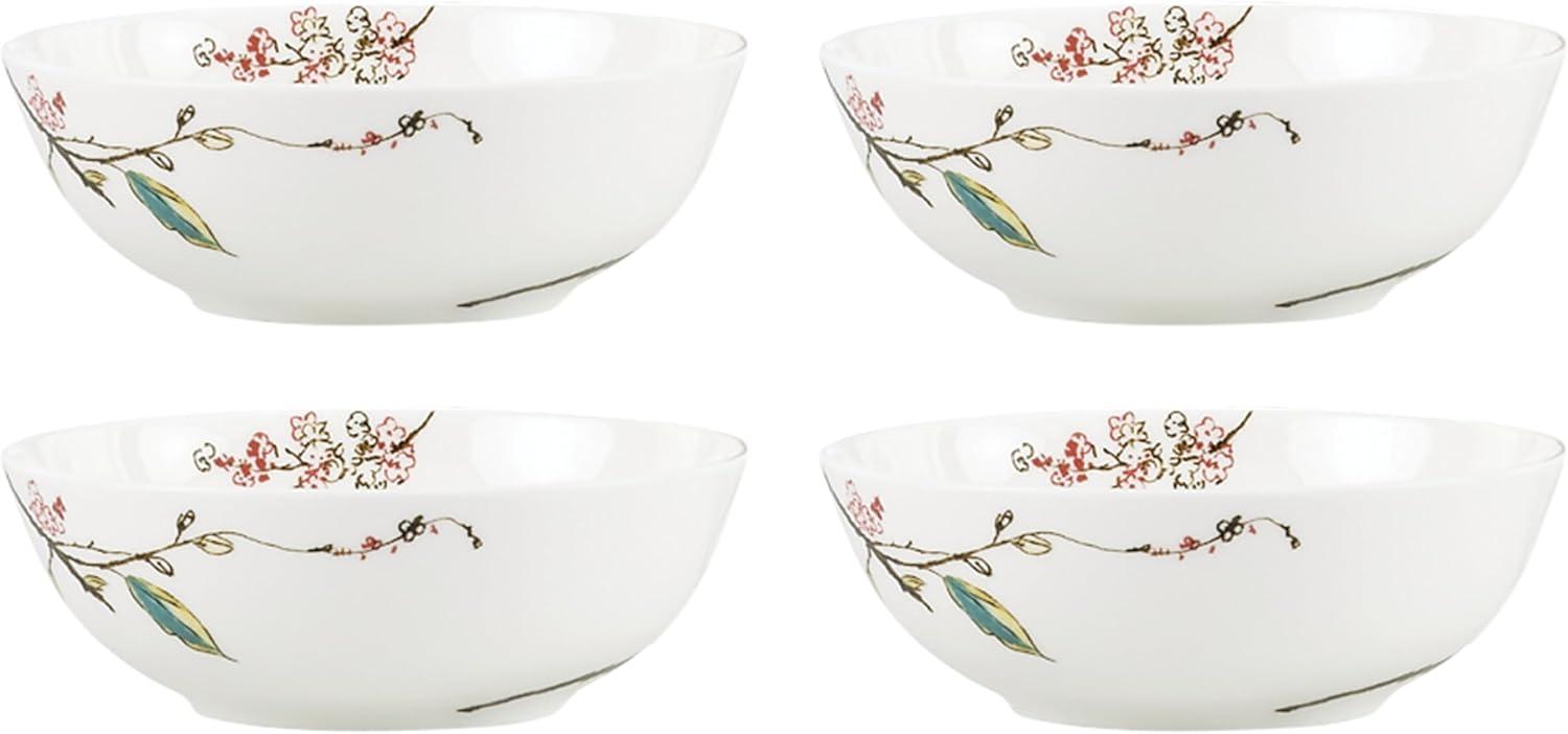 Floral Branch Porcelain Soup Bowls, Set of 4