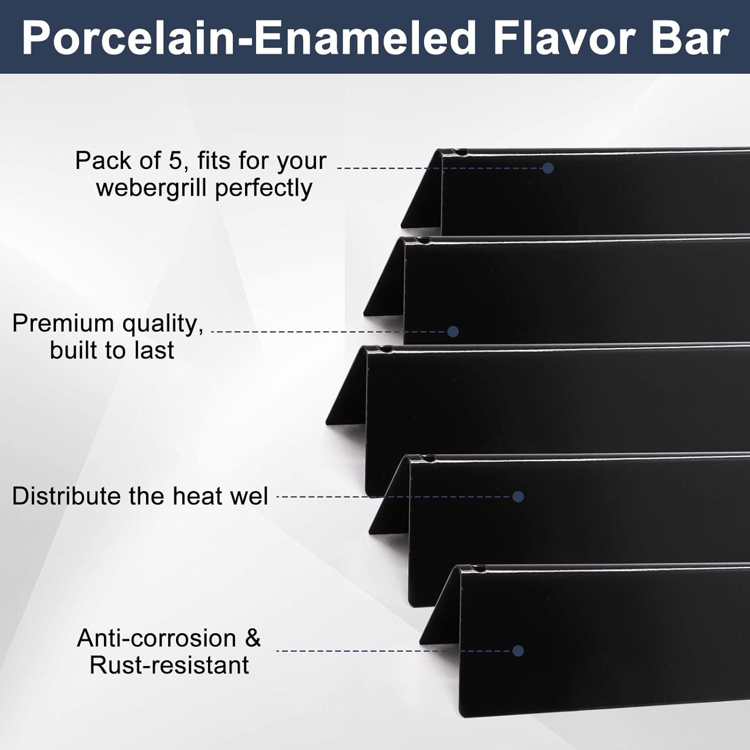 Weber Weber Replacement Flavorizer Bars, 17.5", For Genesis 300 Series (front-mounted Control Panel), Porcelain-enameled Steel (Set of 5)