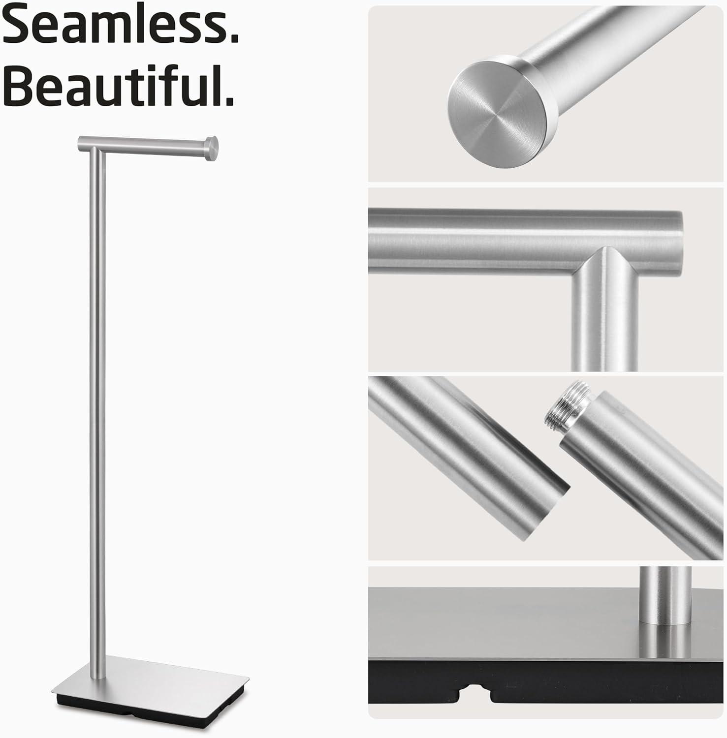 KES Freestanding Toilet Paper Holder with Weighted Base 26" H SUS304 Stainless Steel