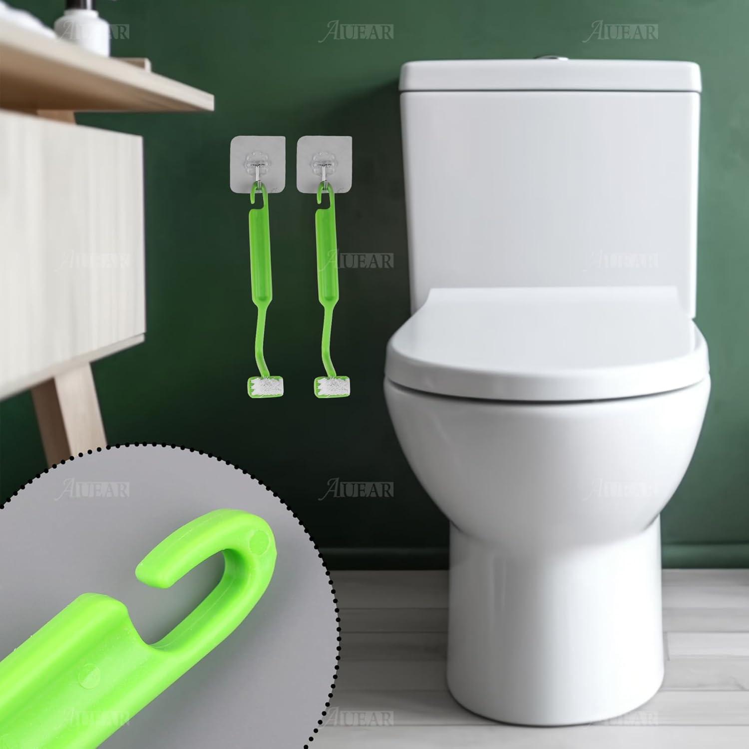 AUEAR, 4 Pack Curved Toilet Brush 8" V Type Plastic Corner Rim Cleaning Edge