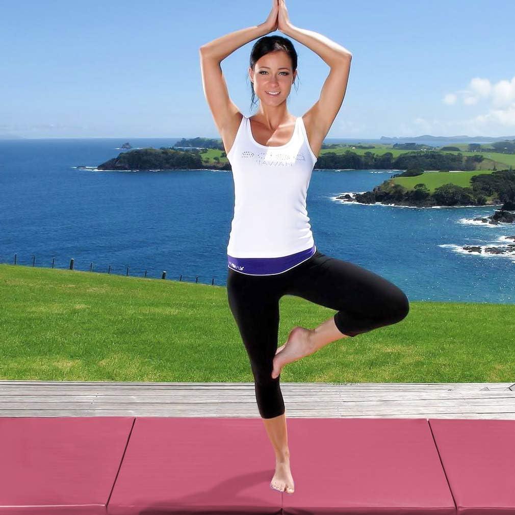 Gymnastics Tumbling Mats Portable Gymnastics Mat Foldable Tumbling Mat 4'x8/2'x6' PU Leather Exercise Mat Yoga Mat with Carrying Handles for home Workout outdoor Yoga Gymnastics