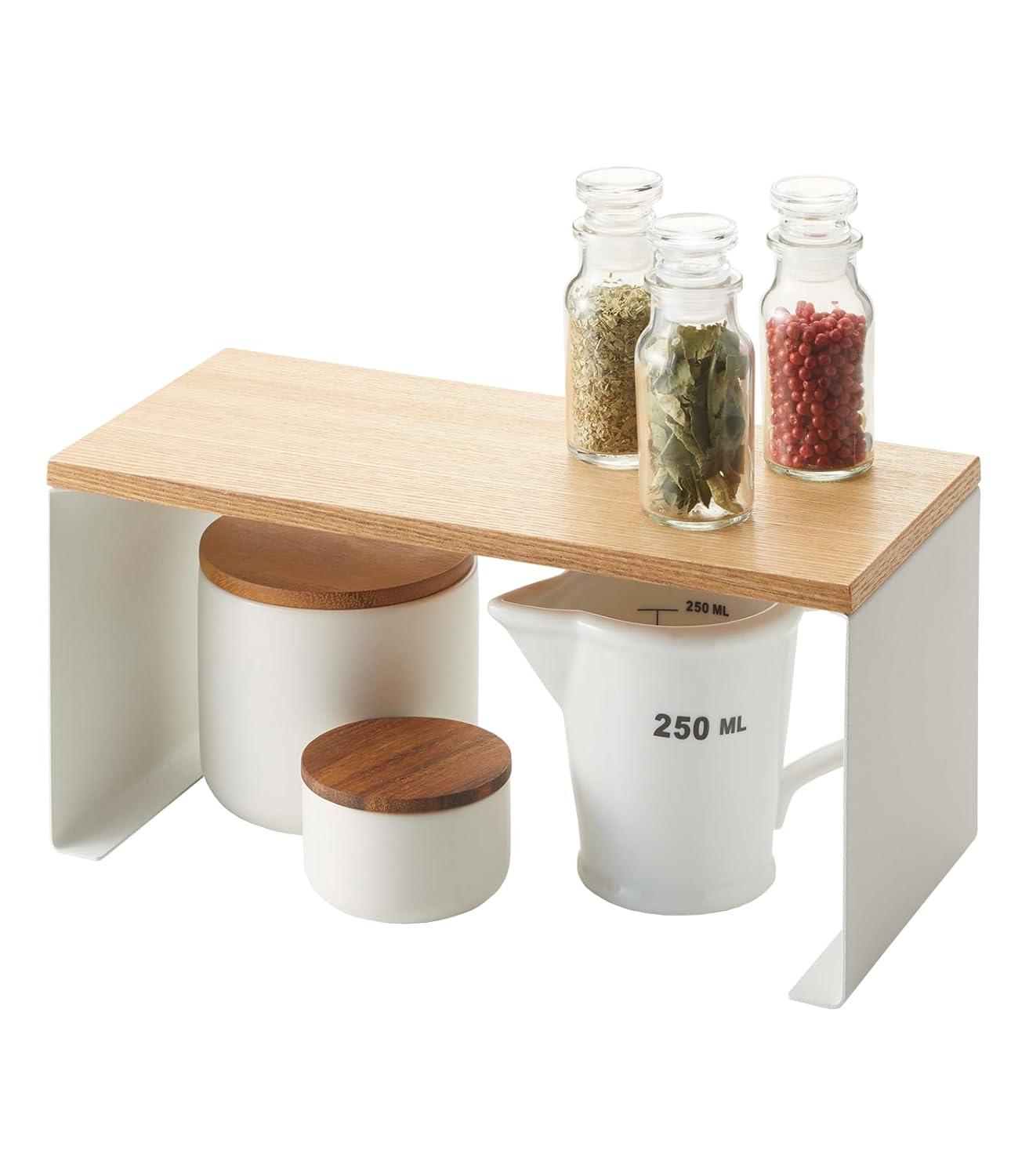 Yamazaki Tosca Small White Wood-Top Stackable Kitchen Rack