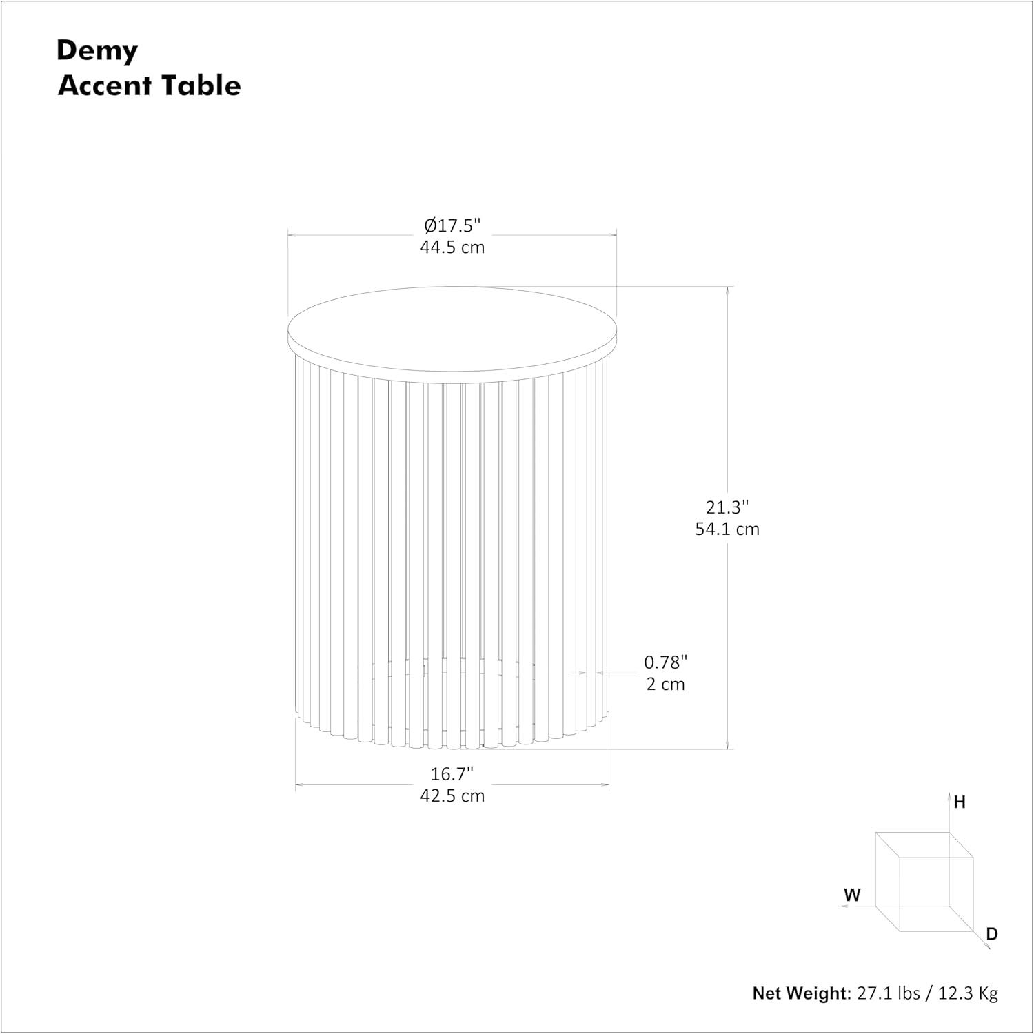 Simpli Home Demy 18"W Genuine Marble Industrial End Table with Slatted Metal Base, Assembled