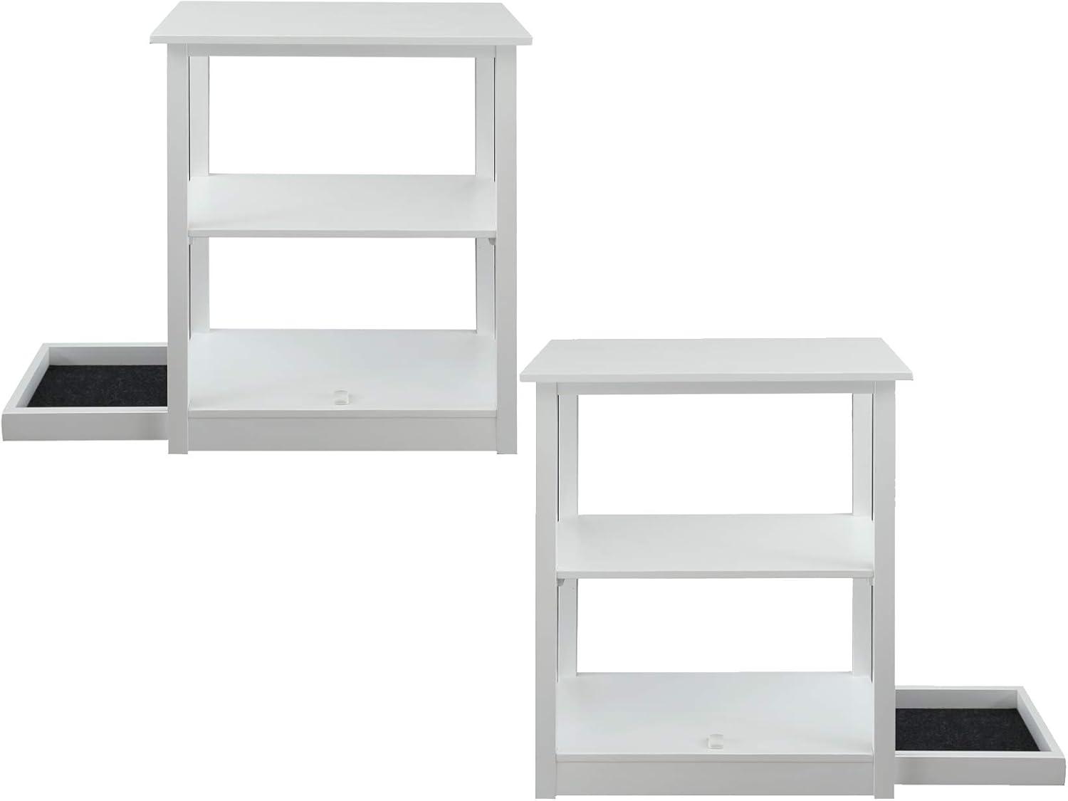 Casual Home  Adams 3-Shelf Bookcase with Concealed Sliding Track, Concealment Furniture - White