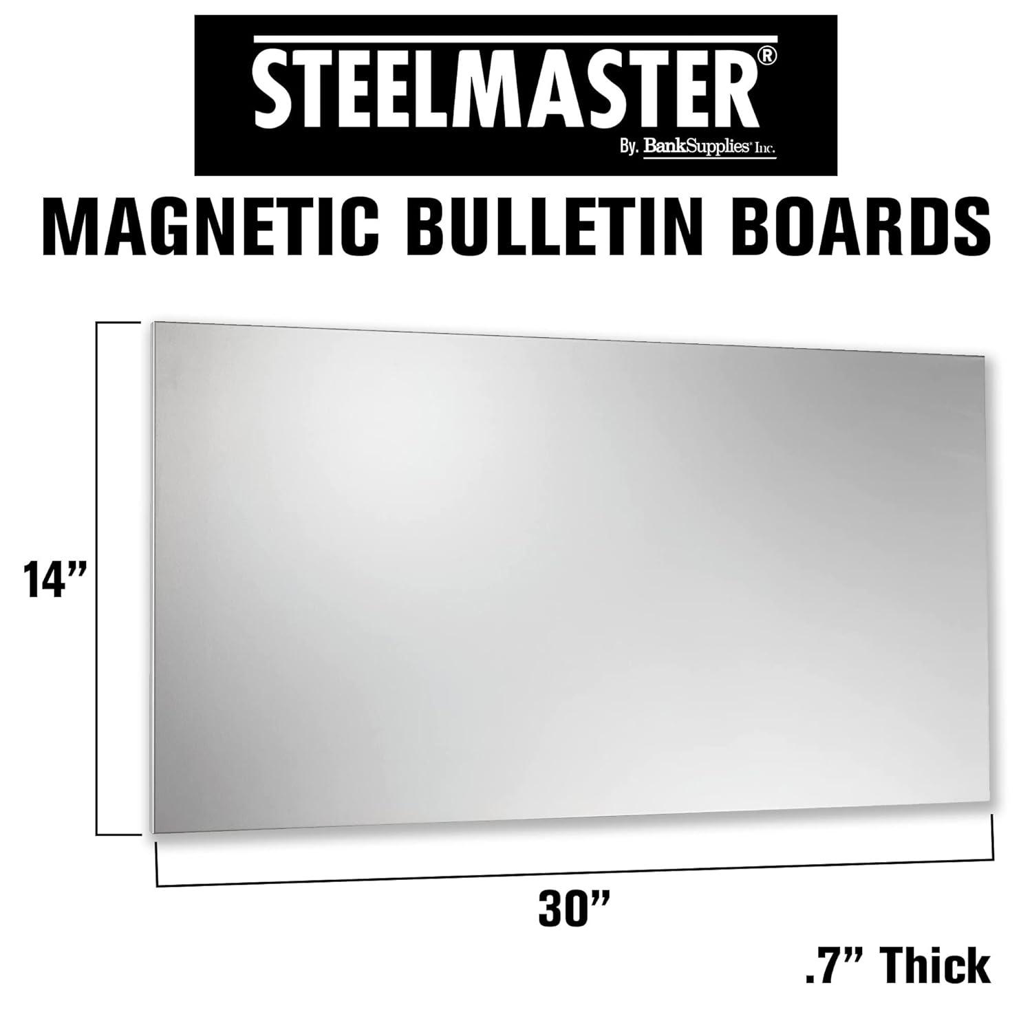 STEELMASTER 270163050 14" x 30" Magnetic Note Board, Silver