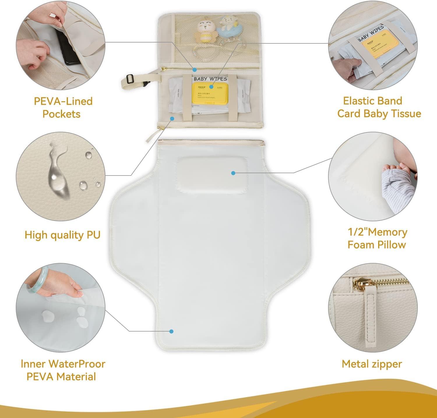 Portable Diaper Changing Pad. Portable Changing Pad for Diaper Bag. Travel Changing Pad. Newborn Essentials, Newborn Girls and Boys, Cream, 750 Count