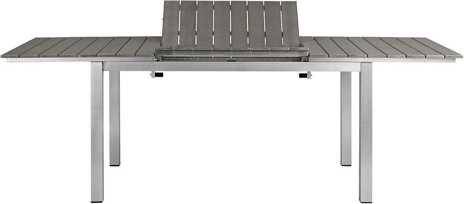 Modway Shore Outdoor Patio Aluminum Dining Table in Silver Gray