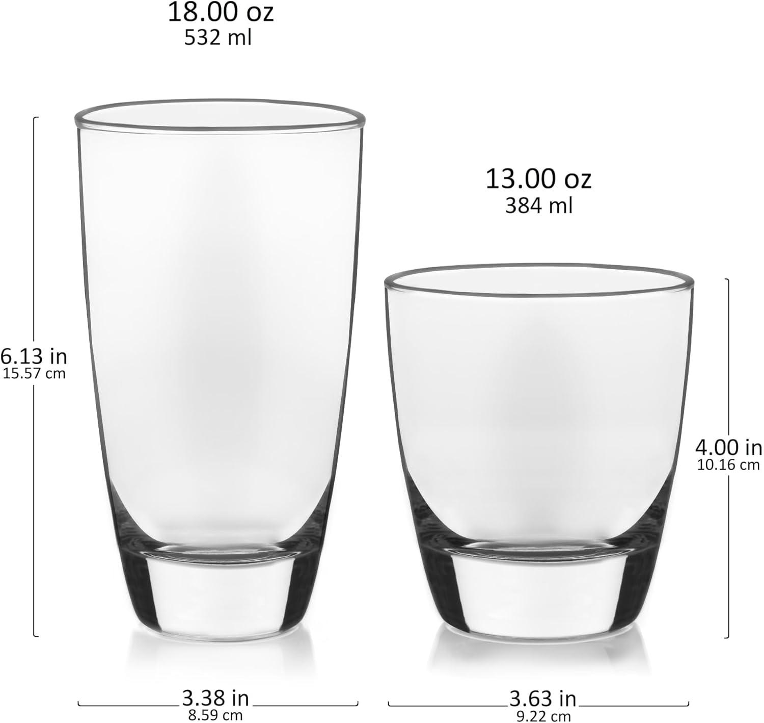 Libbey Classic Clear Glass Tumbler and Rocks Set, 16-Piece