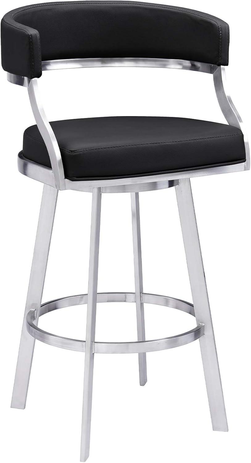 26" Saturn Faux Leather Counter Height Barstool: Swivel, Low Back, Armen Living