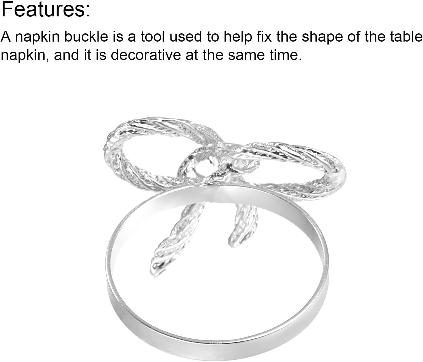 Uxcell Napkin Rings, 6 Pack 38mm ID Alloy Bow-knot Napkin Buckles, Silver Tone