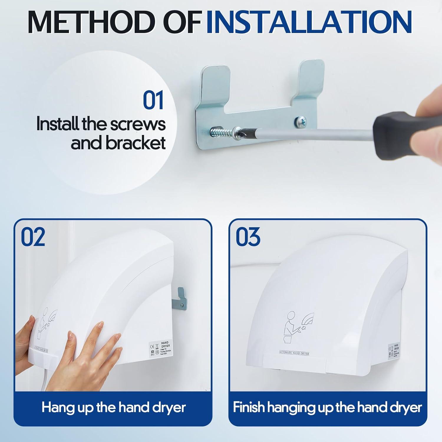 NATIONAL WINDOW 2 Pcs Electric Hand Dryer Commercial Compact Air Wiper Automatic Hand Air Dryer For Dry Machine Wall Business Home Household Restroom Office Mall, 110V,1200W