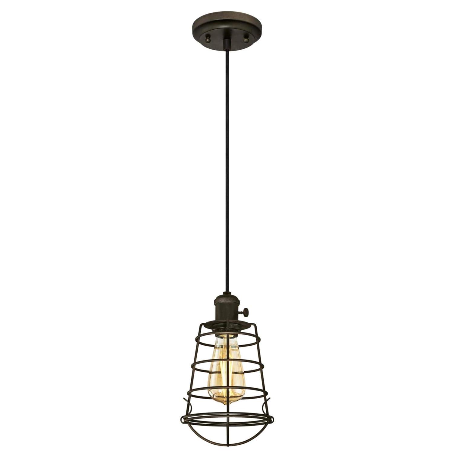 Westinghouse Nolan Mini Pendant with Turn Knob Oil Rubbed Bronze Finish Cage Shade