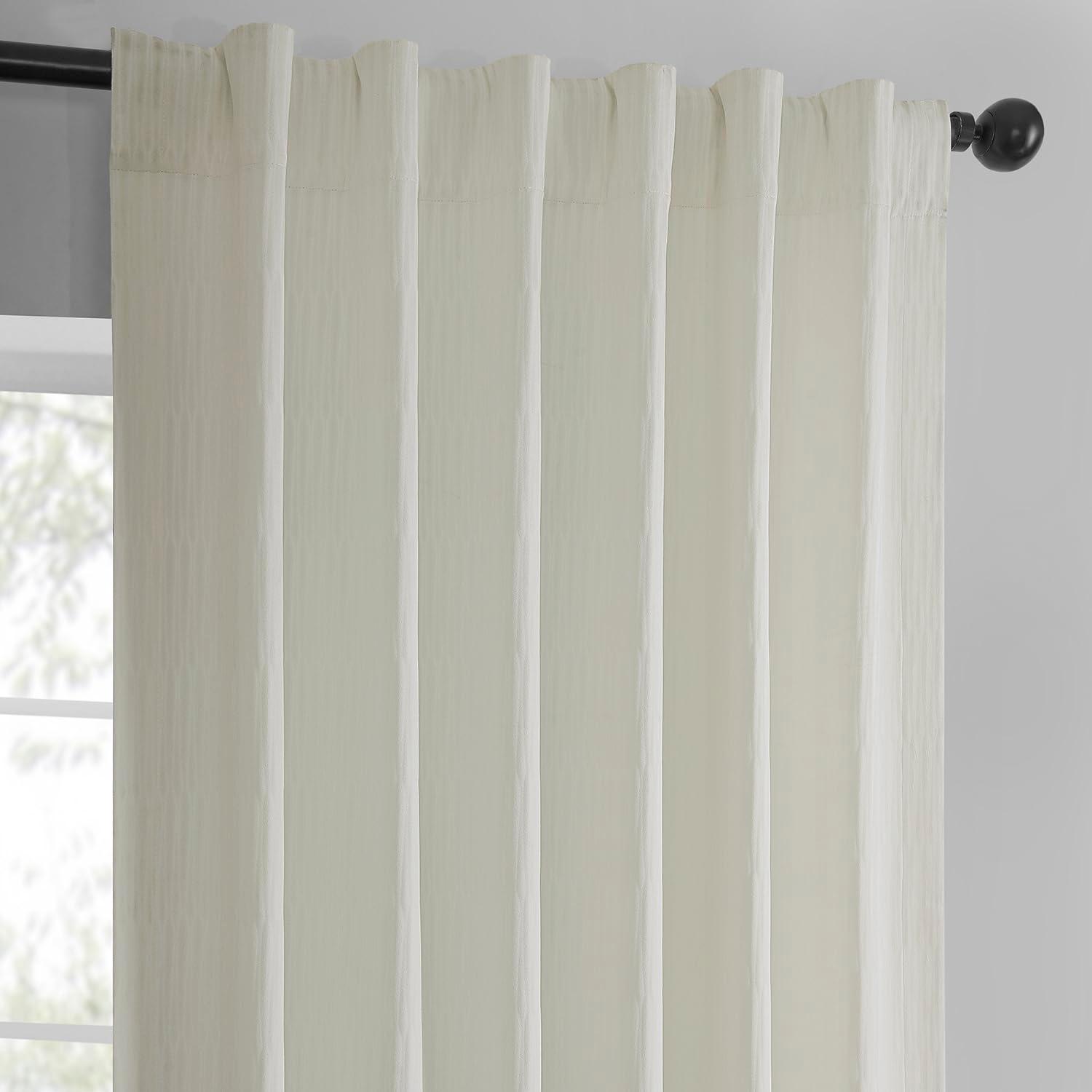 HPD Half Price Drapes Lounge Embossed Velvet Curtains 108 Inches Long Room Darkening Curtain for Bedroom and Living Room (1 Panel), 50W x 108L, Ivory