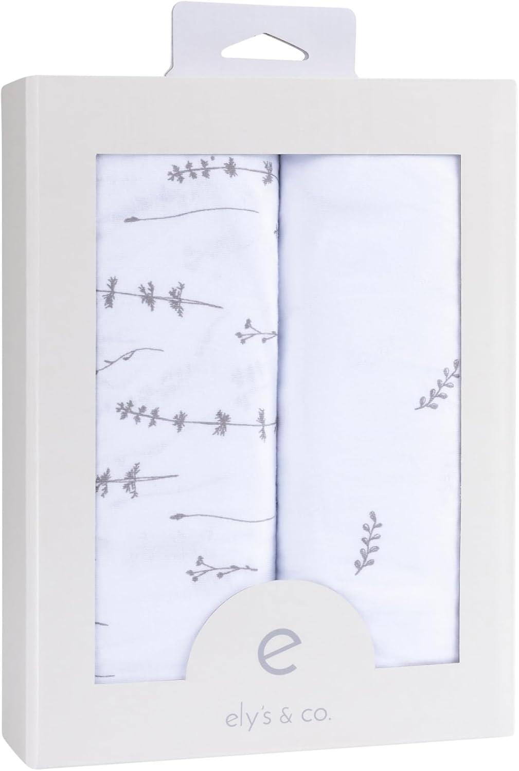 Ely’s & Co. Bassinet Sheets, Baby Boy/Girl Fitted Bassinet Mattress Sheet Set - 2 Pack, 100% Jersey Knit Cotton, fits Oval, Hourglass and Rectangle Mattress, Forest Grey Floral, 32”x16”x3”