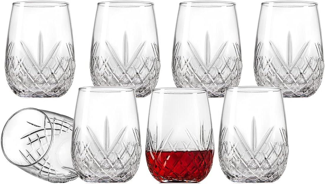 Dublin Crystal Stemless Wine Glasses Set of 8