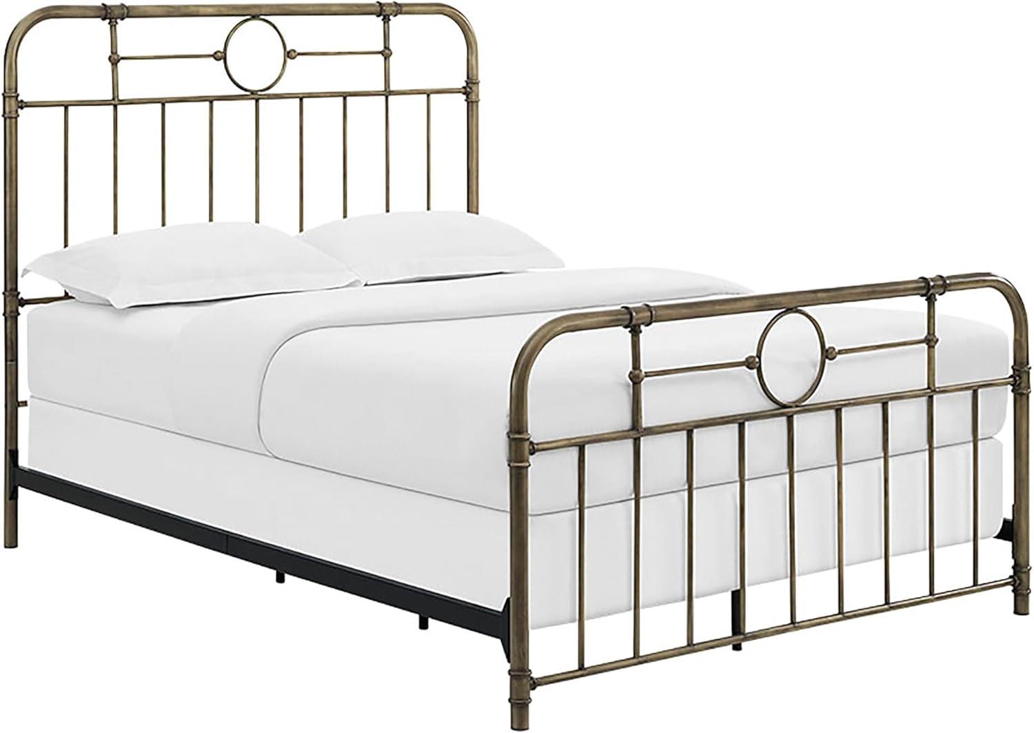 Antique White Metal Pipe Queen Bed with Powder Coated Finish