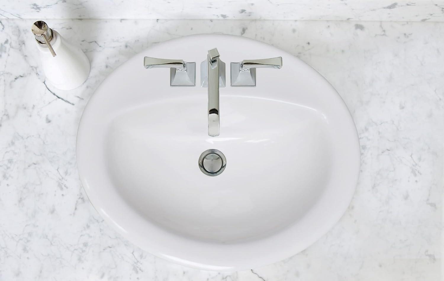 Design House Oval 20" x 17" Single Basin Drop-In Sink, White