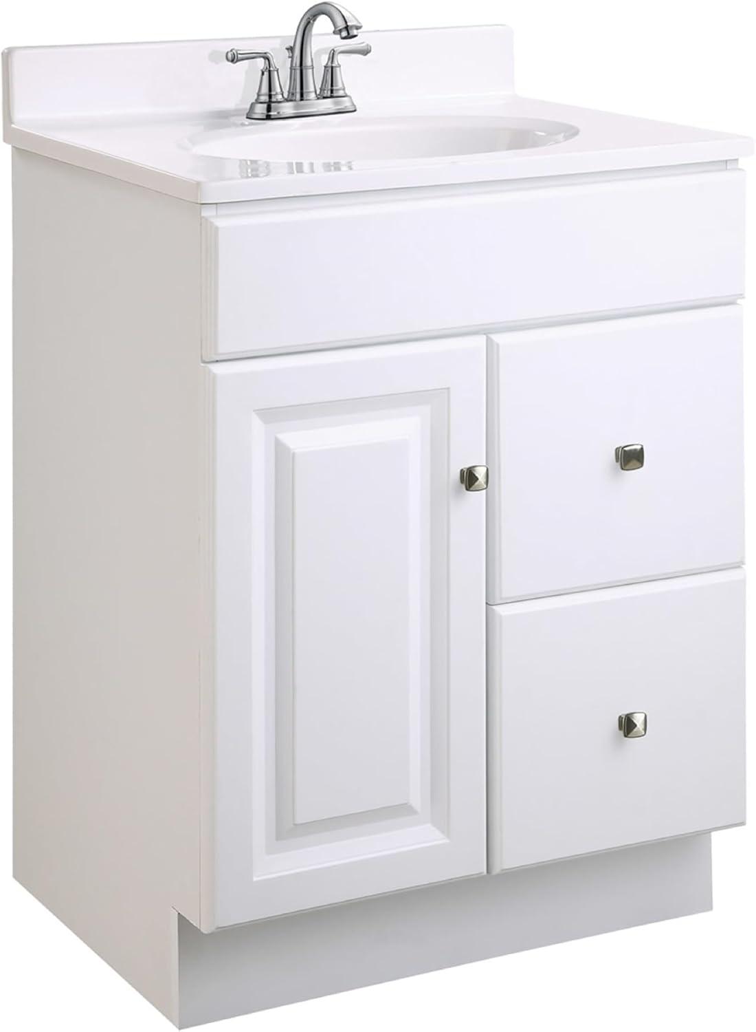 Design House 597161 Wyndham 24 inch Unassembled 1-Door 2-Drawer Bathroom Vanity Cabinet Without Top-in White