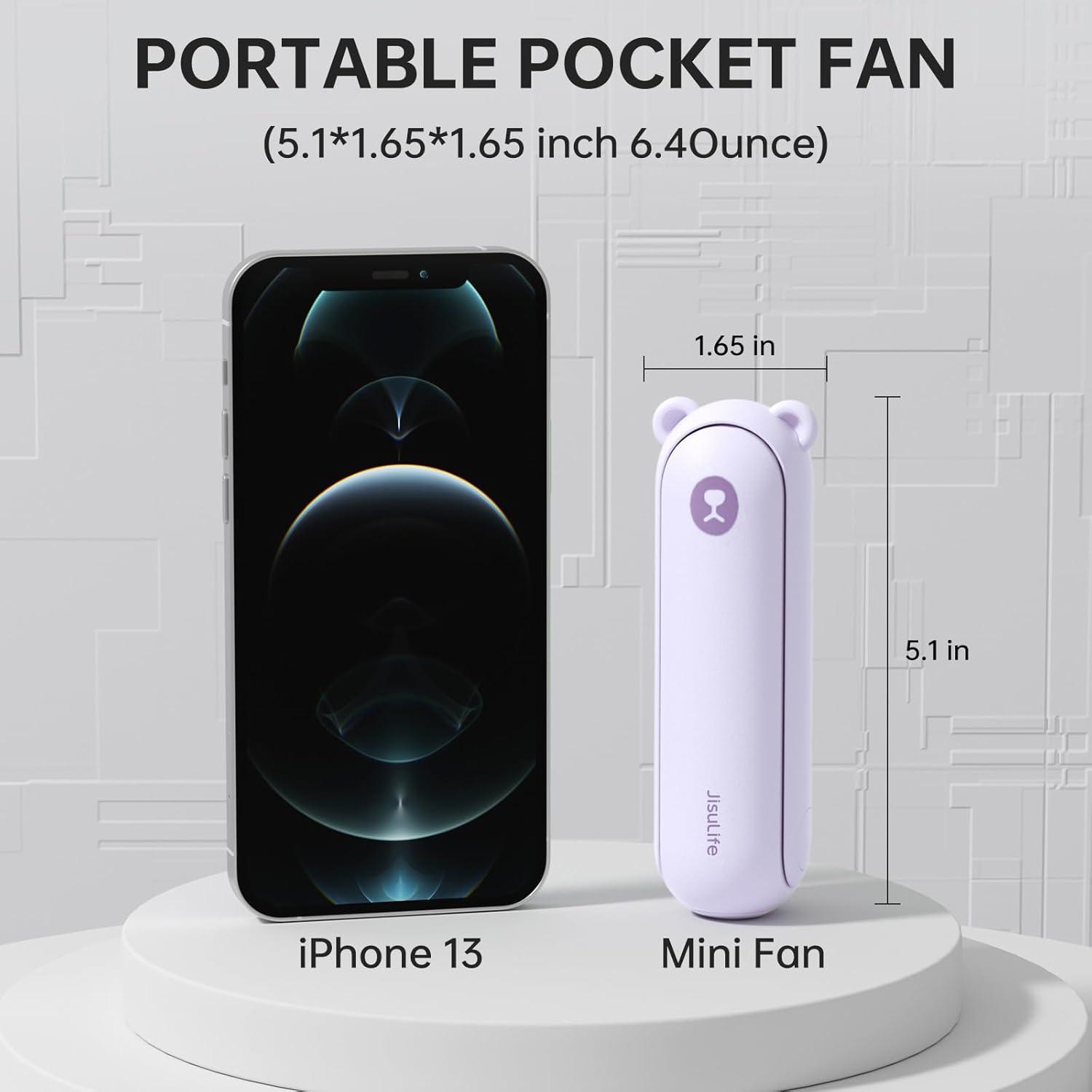JISULIFE Handheld Mini Fan, 3-in-1 Hand Fan and Portable USB Rechargeable Pocket Fan - Pink: Personal Handheld, Battery Powered