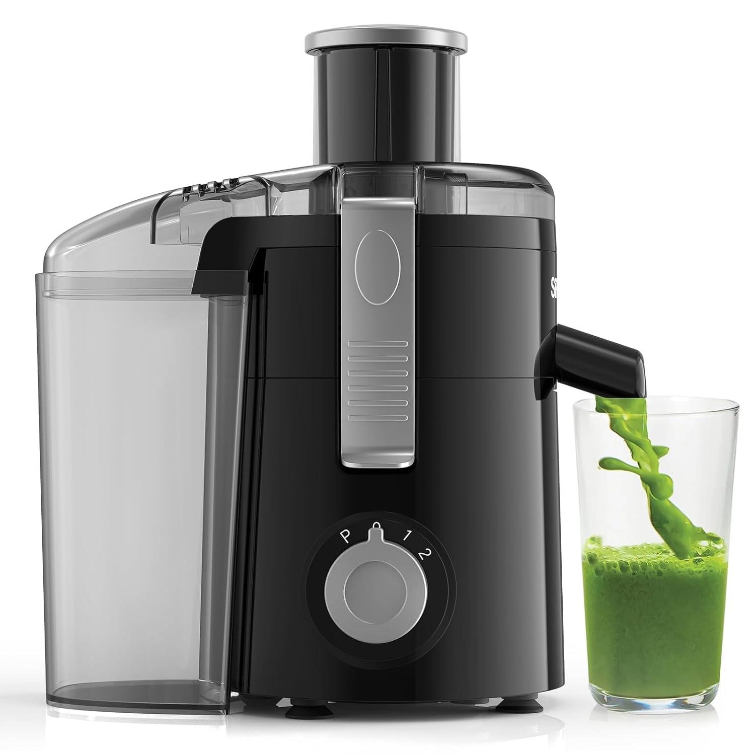 SiFENE 350W Centrifugal Juicer Machine, 2.5" Wide Chute, 3 Speed Setting, Compact Design, Easy to Clean, Black
