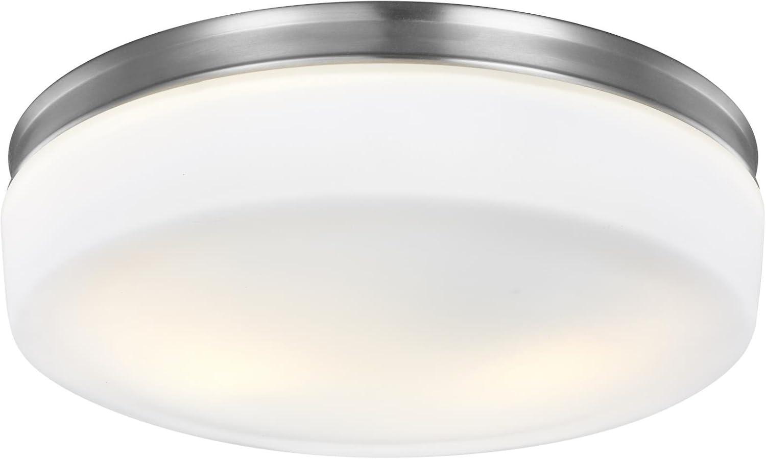 Elegant Satin Nickel 2-Light Indoor/Outdoor Flush Mount with Opal Etched Glass