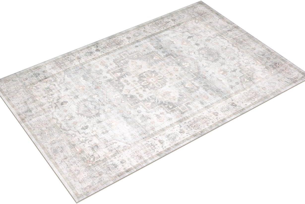 Loloi II Heidi Collection HEI-02 Dove / Blush, Oriental Area Rug 7'-6" x 7'-6" Round