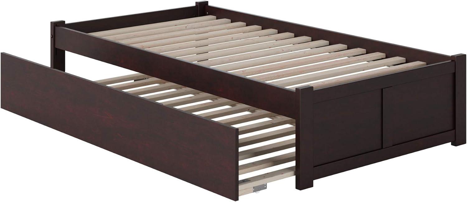 Concord Twin Platform Bed with Flat Panel Foot Board and Twin Size Urban Trundle Bed in Espresso