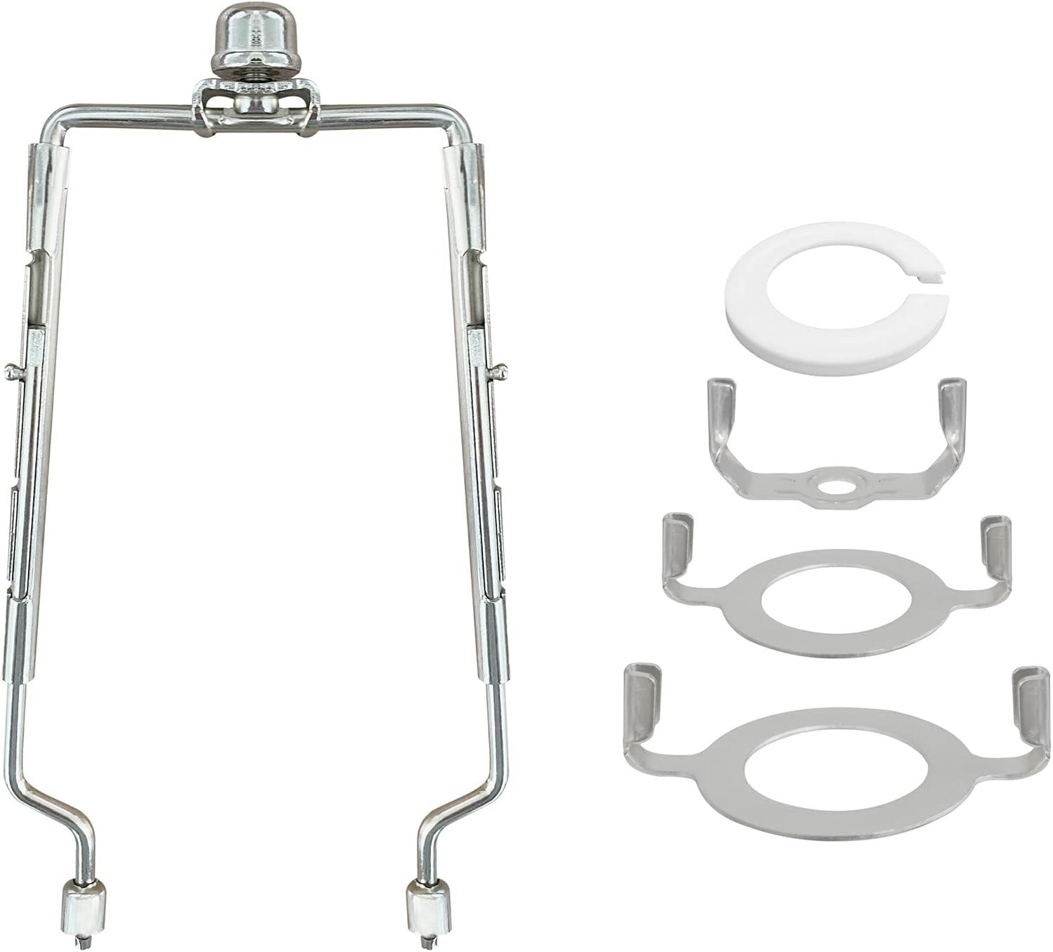 Adjustable Nickel Lamp Harp Holder Kit with Adapters