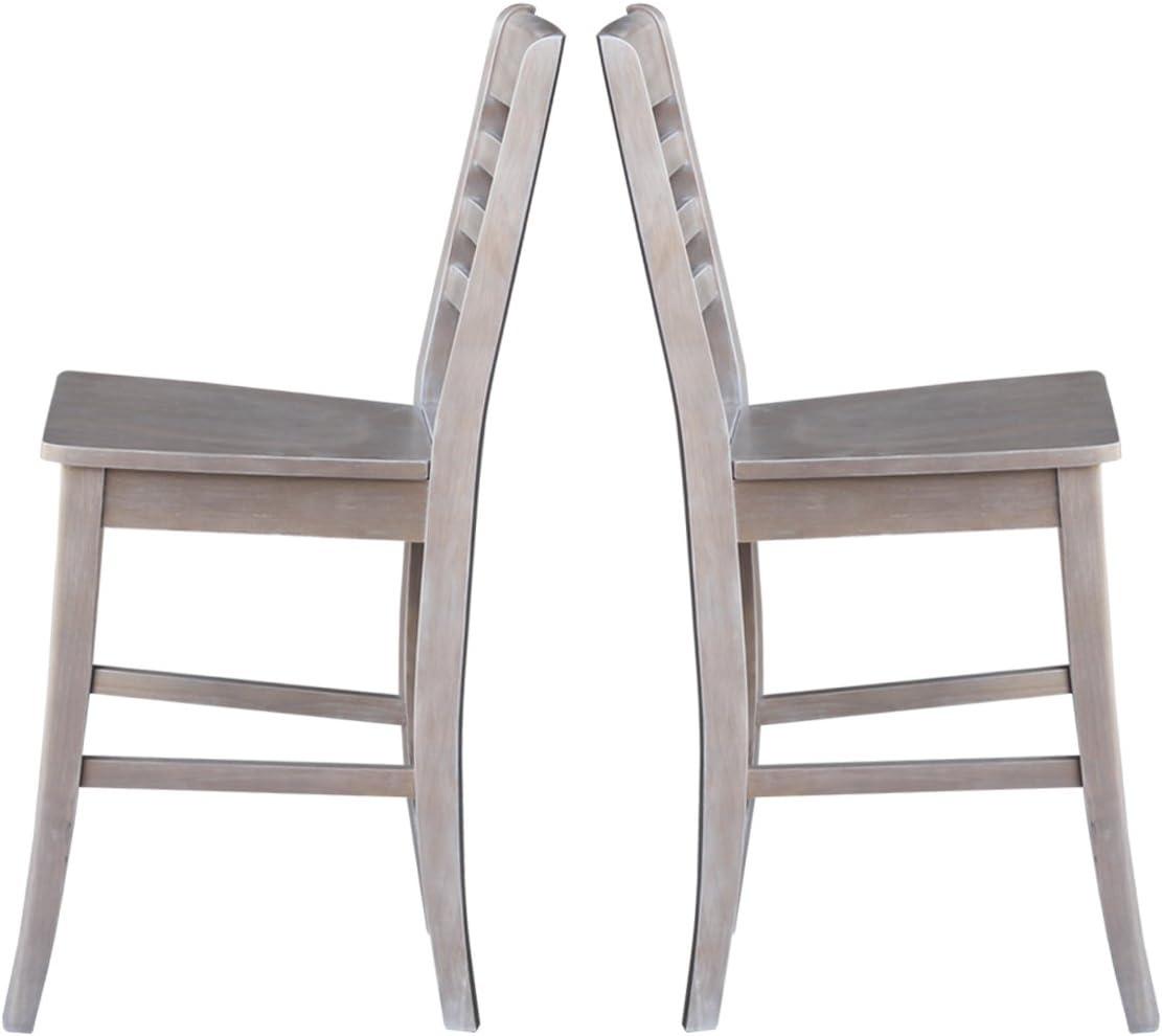 24" Roma Counter Height Barstool Washed Gray Taupe - International Concepts: Solid Wood, Ladder-Back