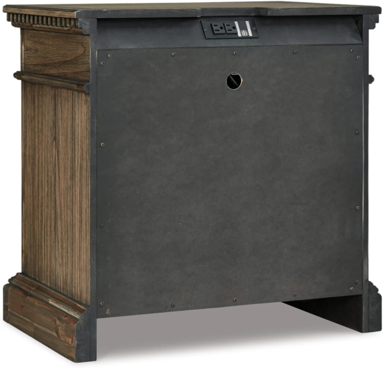 Vintage-Inspired Markenburg 3-Drawer Nightstand with USB Ports, Brown