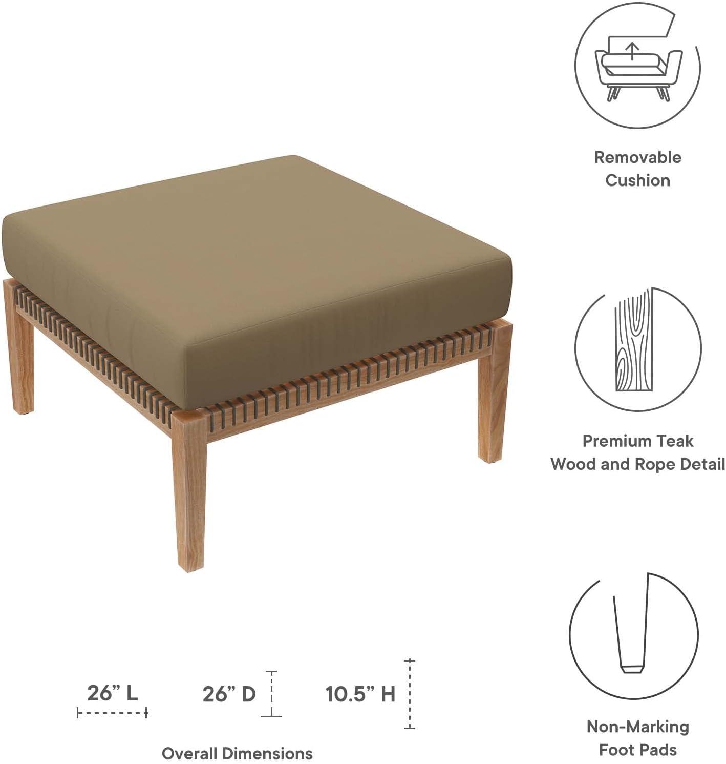 Modway Clearwater Outdoor Patio Teak Wood Ottoman