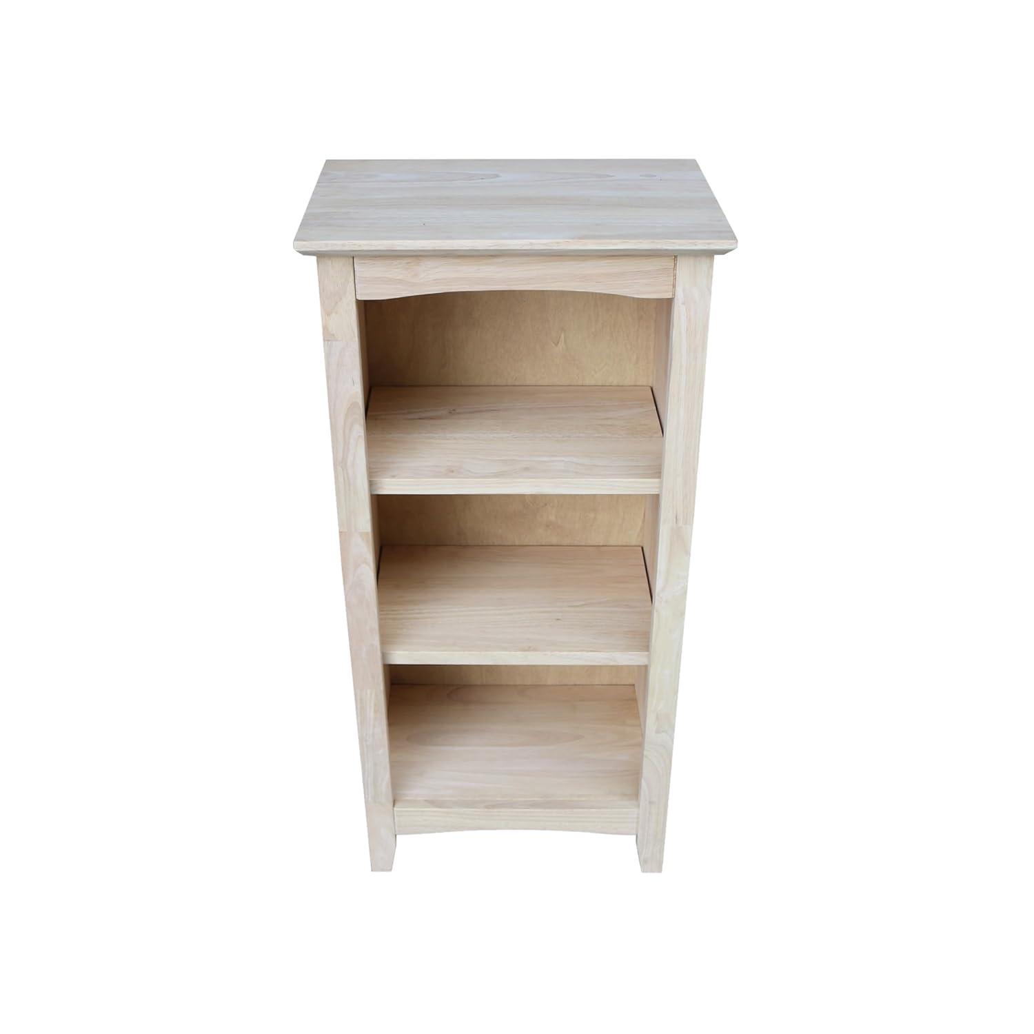 36" Shaker Bookcase Unfinished Brown - International Concepts: Solid Parawood, 2-Tier Storage