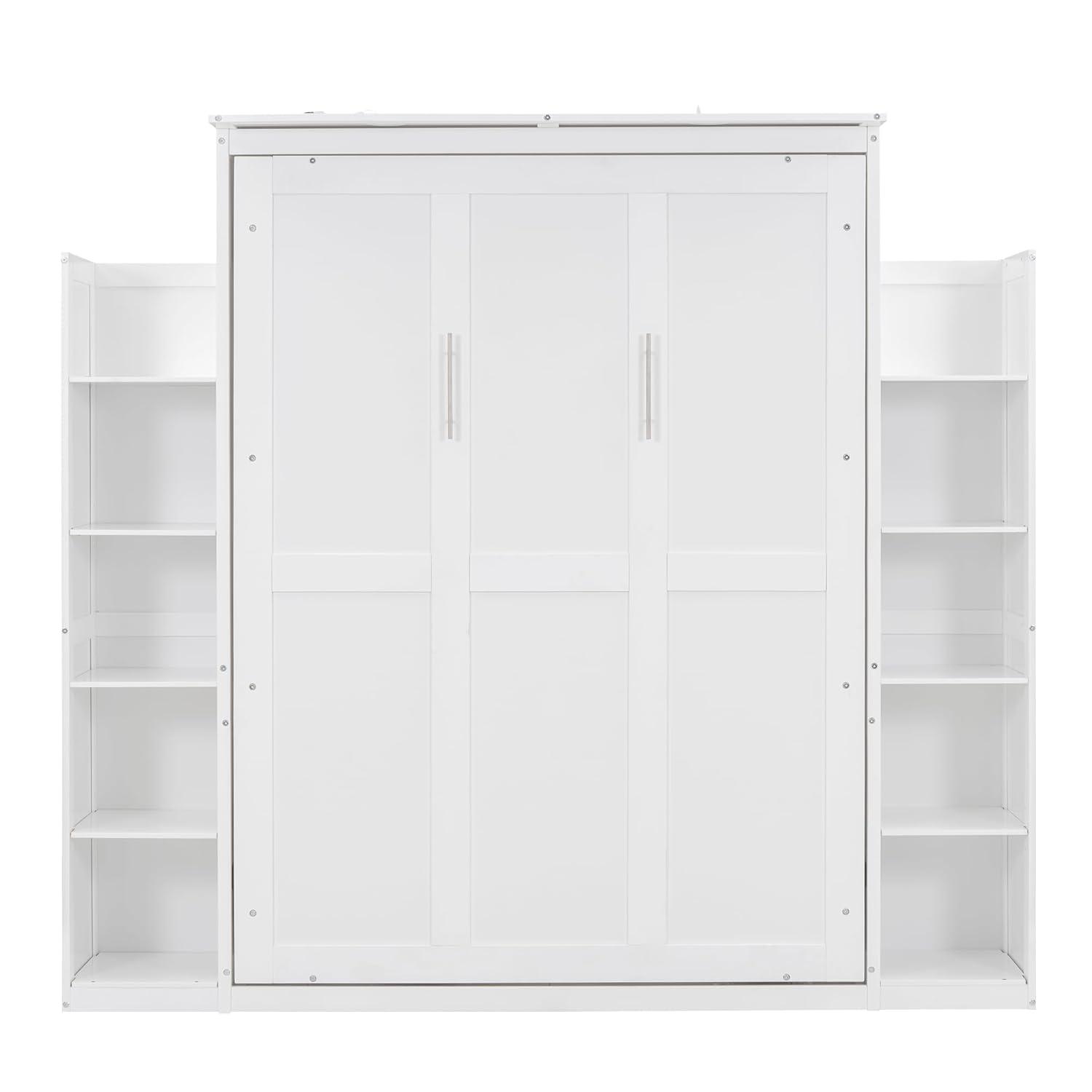 yuanhuan Full Size Murphy Bed Wall Bed With Shelves And LED Lights