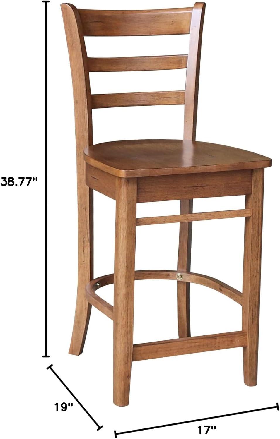 Emily Distressed Oak Solid Wood Counter Height Stool