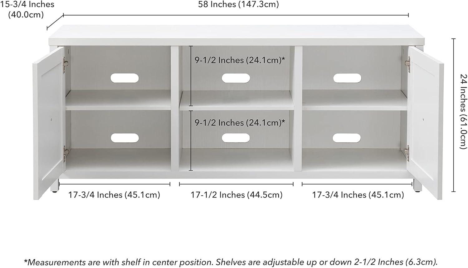 White Oak Rectangular TV Stand with Cabinets