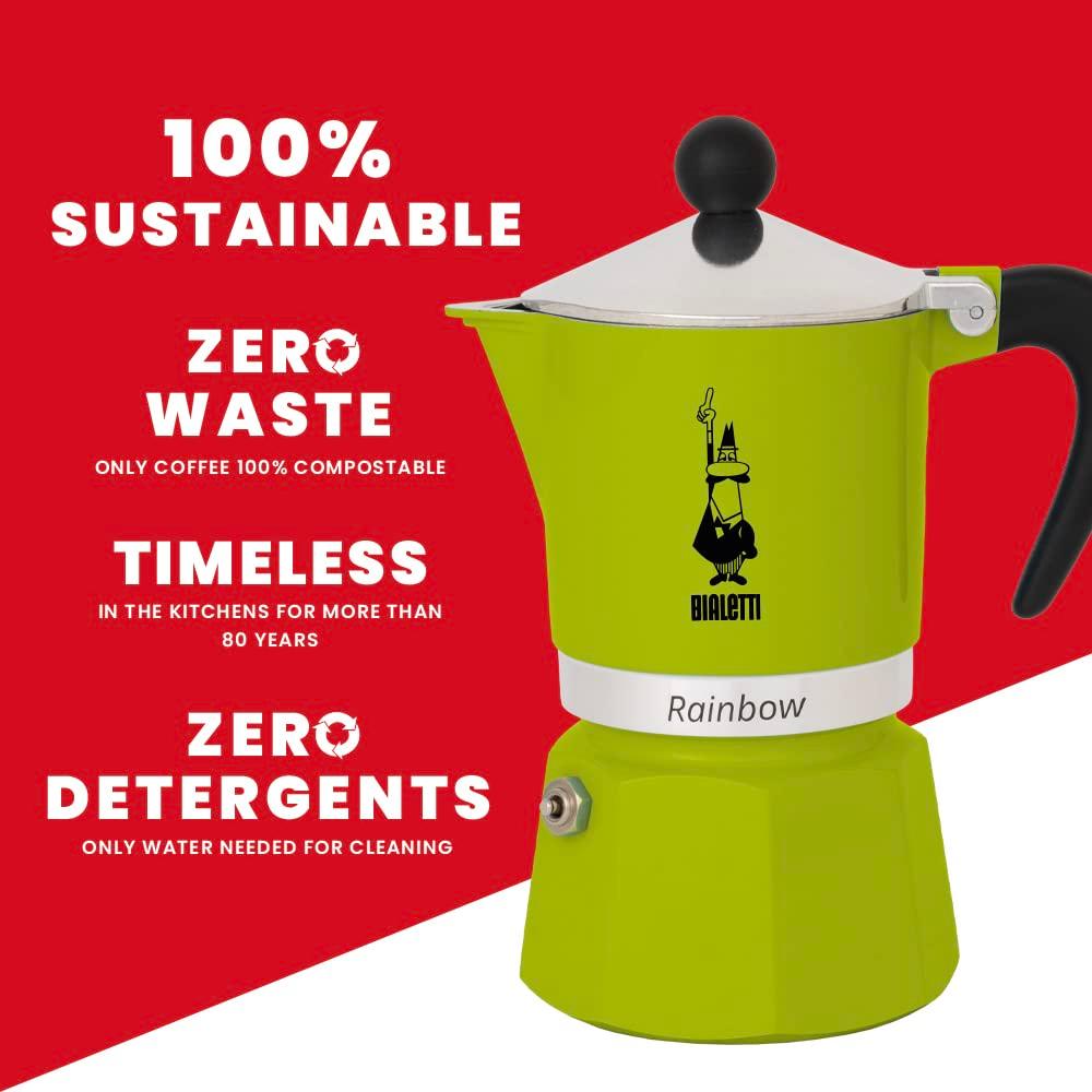 Bialetti 4973 Rainbow Espresso Maker, Green, 30 x 20 x 15 cm